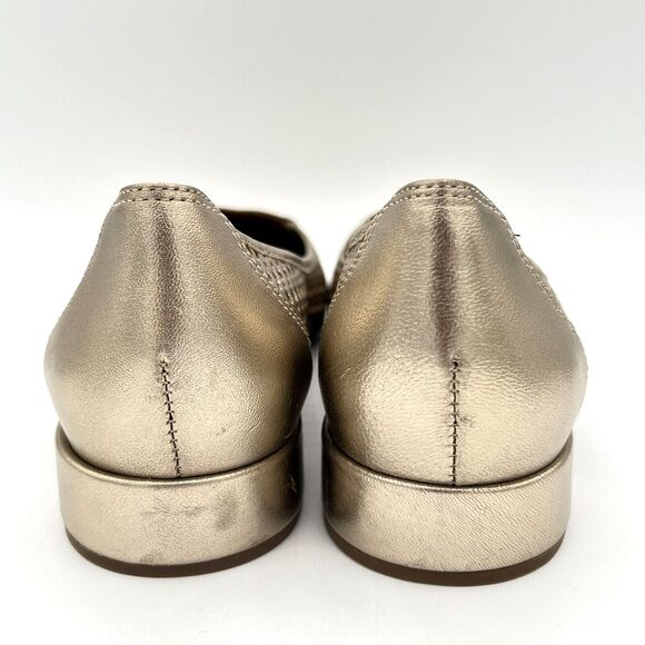 French Soles FSNY Leather Flats Champagne Metallic Laser Cut Square Toe 8-8.5/39 - Picture 6 of 11
